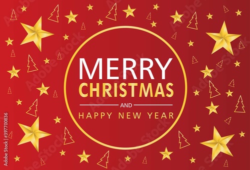 Christmas and New Year greeting cards in red and gold colors. christmas and new year background design for banners, posters and billboards
