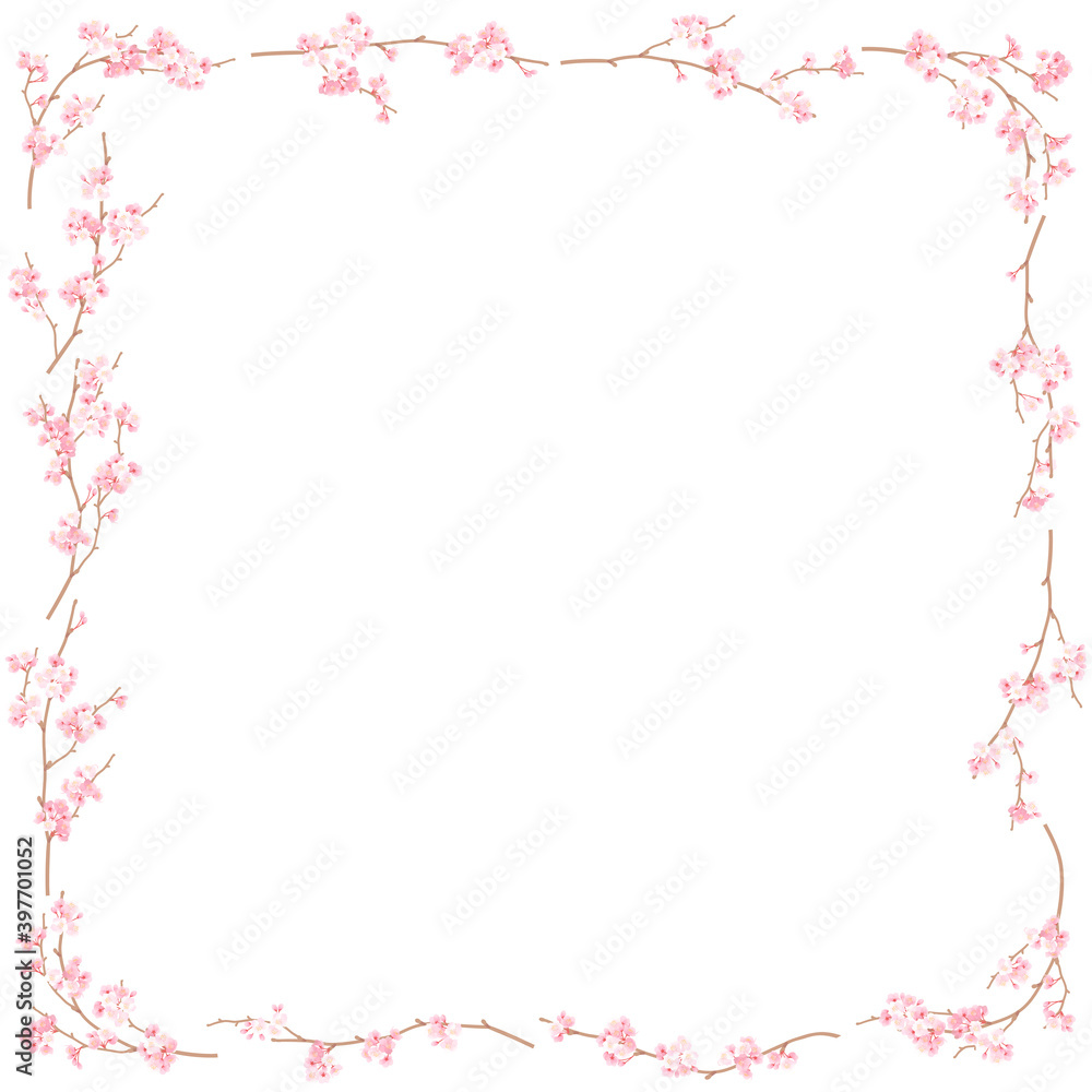 桜の枝のバリエーション それぞれの枝をバラして使える 枠のベクターイラスト 桜の枝のバリエーション それぞれの枝をバラして使える 枠のベクターイラスト