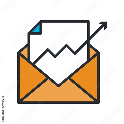 Increase email conversion, email open rate, email marketing flat vector icon.