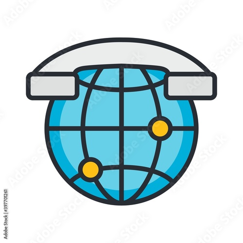 Global marketing icon in flat design style.