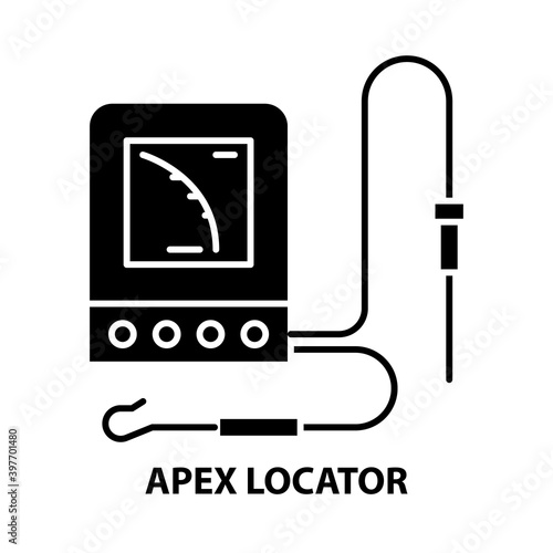 apex locator icon, black vector sign with editable strokes, concept illustration