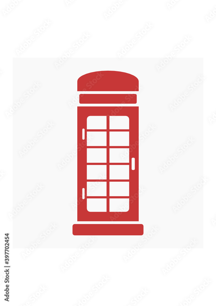 Editable Isolated Front View Flat Monochrome Red Typical English Telephone Booth Iconic Vector Illustration for England Culture Tradition and History Related Design Editable Isolated Front View Flat Monochrome Red Typical English Telephone Booth Iconic Vector Illustration for England Culture Tradition and History Related Design