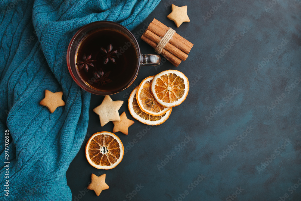 Christmas composition. Nordic hygge background Christmas composition. Nordic hygge background