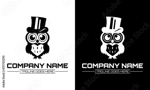 Ilustration vector graphic of  owl logo wearing magician hat