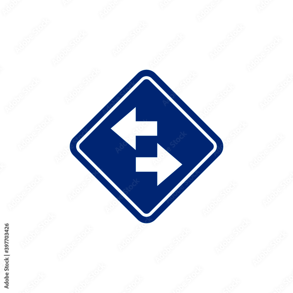 Road signs two way exchange Street . Vector yellow plate road signs templates Road signs two way exchange Street . Vector yellow plate road signs templates