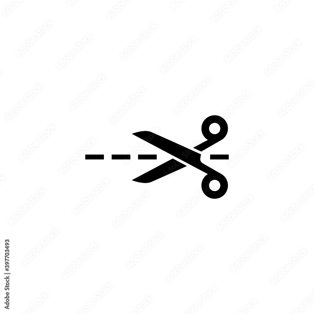 Scissors icon template. Vector illustration. Vector scissors with cut lines. Scissors icon template. Vector illustration. Vector scissors with cut lines.