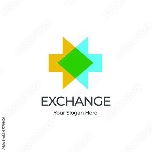 Exchange logo for business company. Simple Exchange logotype idea design. Corporate identity concept. 