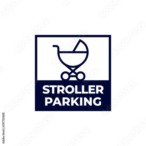 Parking sign for baby stroller. Pram parking sign. Place for strollers. Vector illustration.