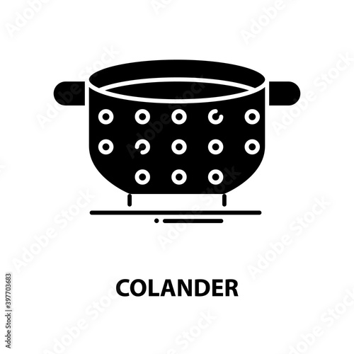 colander symbol icon, black vector sign with editable strokes, concept illustration