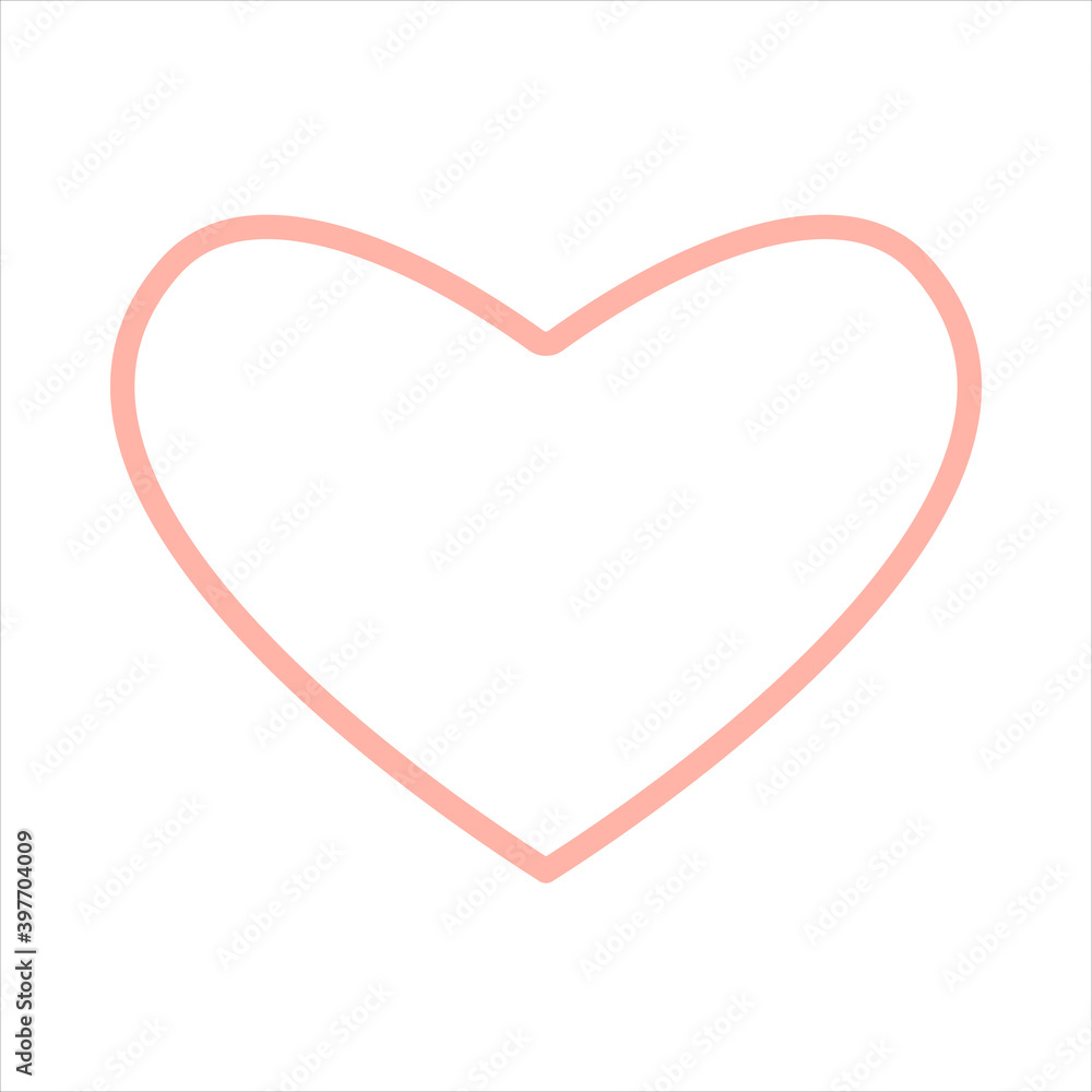 Big pink heart. Vector illustration. Wallpaper, flyers, invitations, posters, brochures, banners. Happy valentine's day with doodles of love icon on white background.