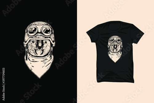 Koala Biker Helmet Illustration T-shirt Design