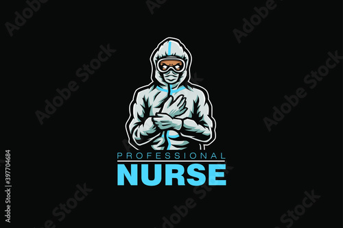 Professional Nurse Wearing Hazmat Suit Illustration