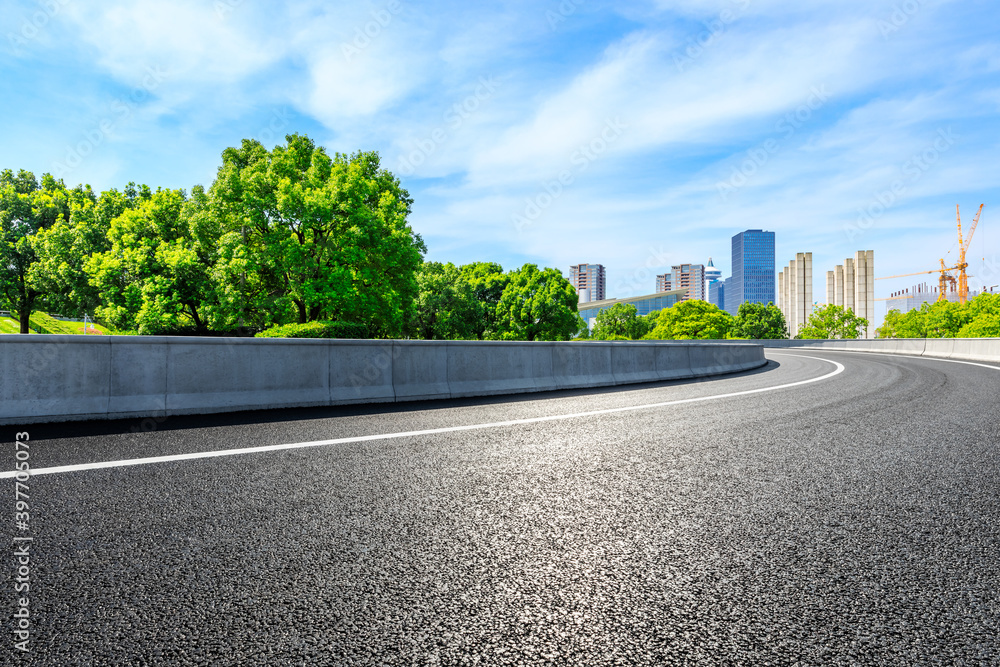 Empty asphalt road and Shanghai skyline with buildings scenery. Empty asphalt road and Shanghai skyline with buildings scenery.