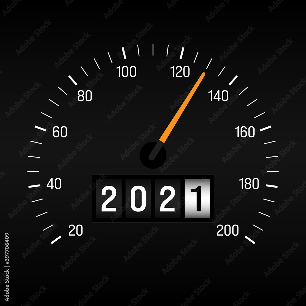 Happy new year 2021 concept background decorative with odometer number counter Happy new year 2021 concept background decorative with odometer number counter