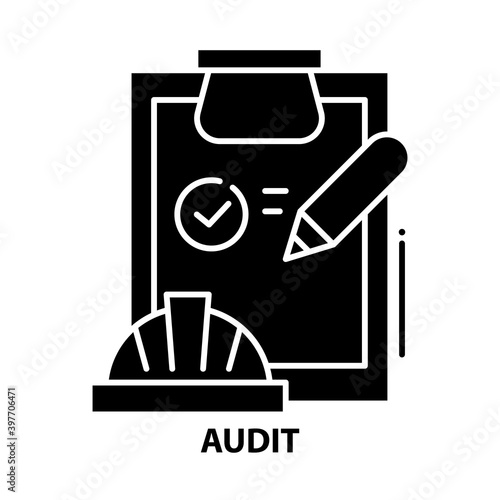 audit icon, black vector sign with editable strokes, concept illustration