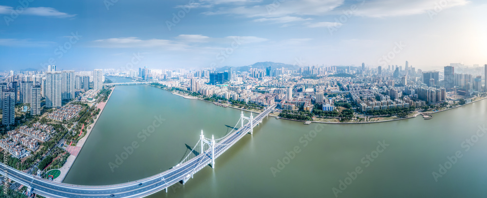 Aerial photography China Zhuhai city architecture landscape skyline