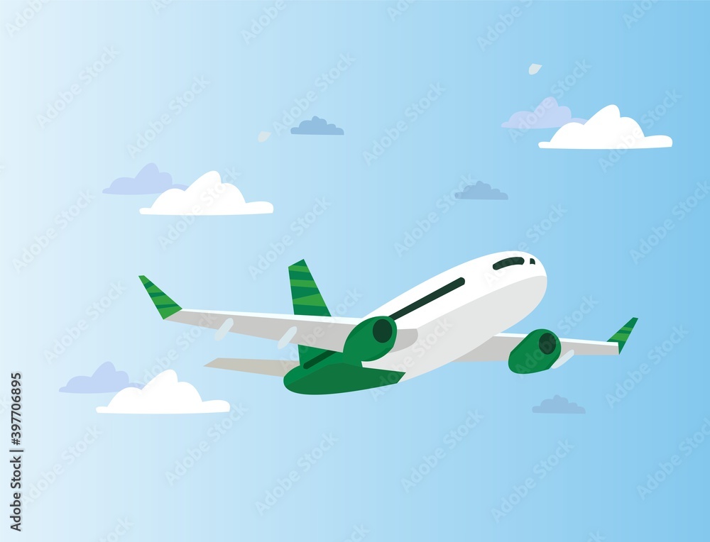 Vector of a passenger aircraft in the sky