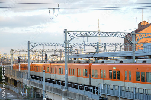 阪神電車尼崎駅に停車中の車両