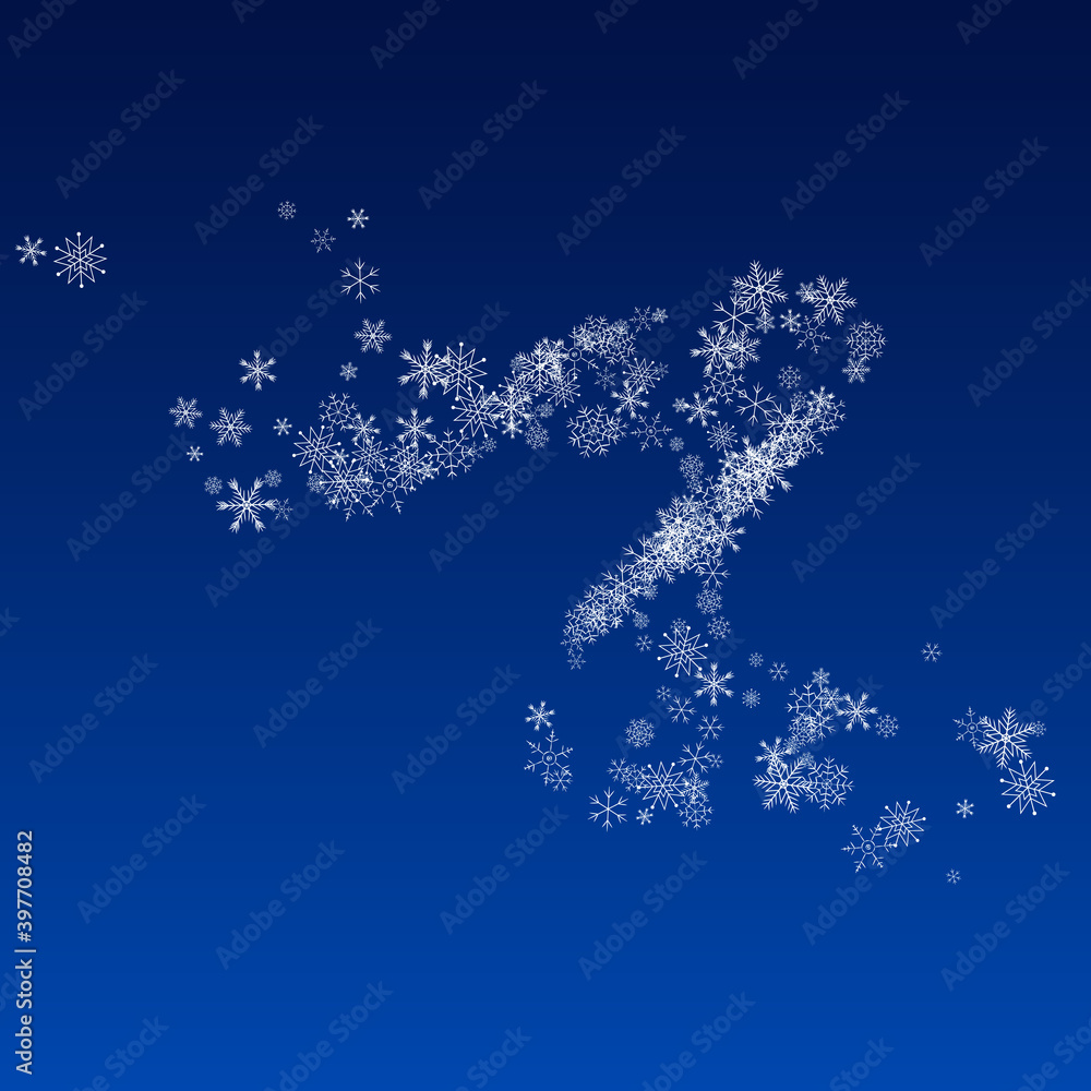Silver Snowflake Vector Blue Background. Light Silver Snowflake Vector Blue Background. Light