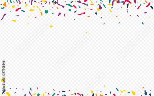 Green Confetti Happy Transparent Background. 