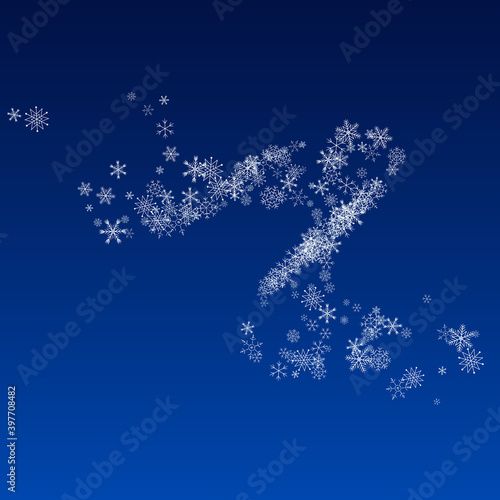 Silver Snowflake Vector Blue Background. Light 