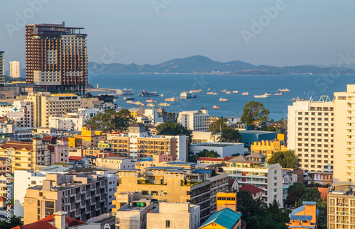 the cityscape of Pattaya Thailand Asia in the early morning