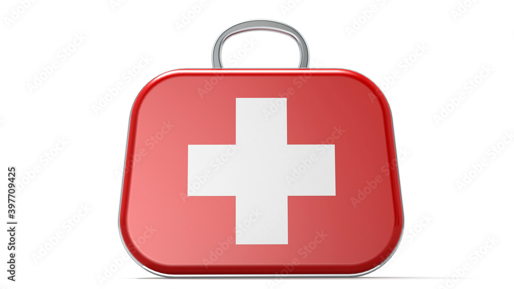 First aid kit box isolated on white background First aid kit box isolated on white background