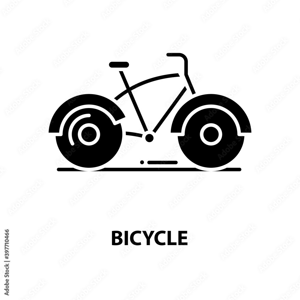 Fototapeta premium bicycle icon, black vector sign with editable strokes, concept illustration