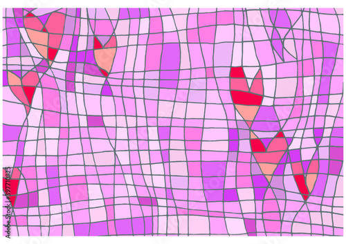 Fundo abstrato - vitral com corações