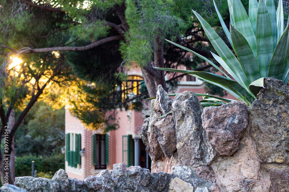 Typisches mediterranes Landhaus mit Aloe Vera perfektes Foto als Hintergrund Typisches mediterranes Landhaus mit Aloe Vera perfektes Foto als Hintergrund
