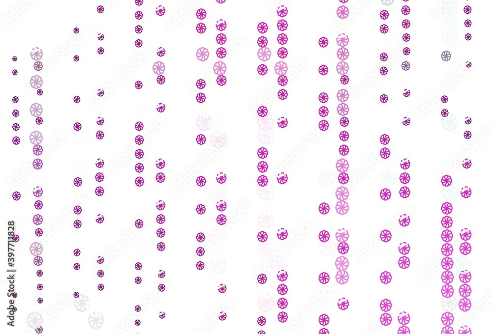 Light Pink vector background with xmas snowflakes.