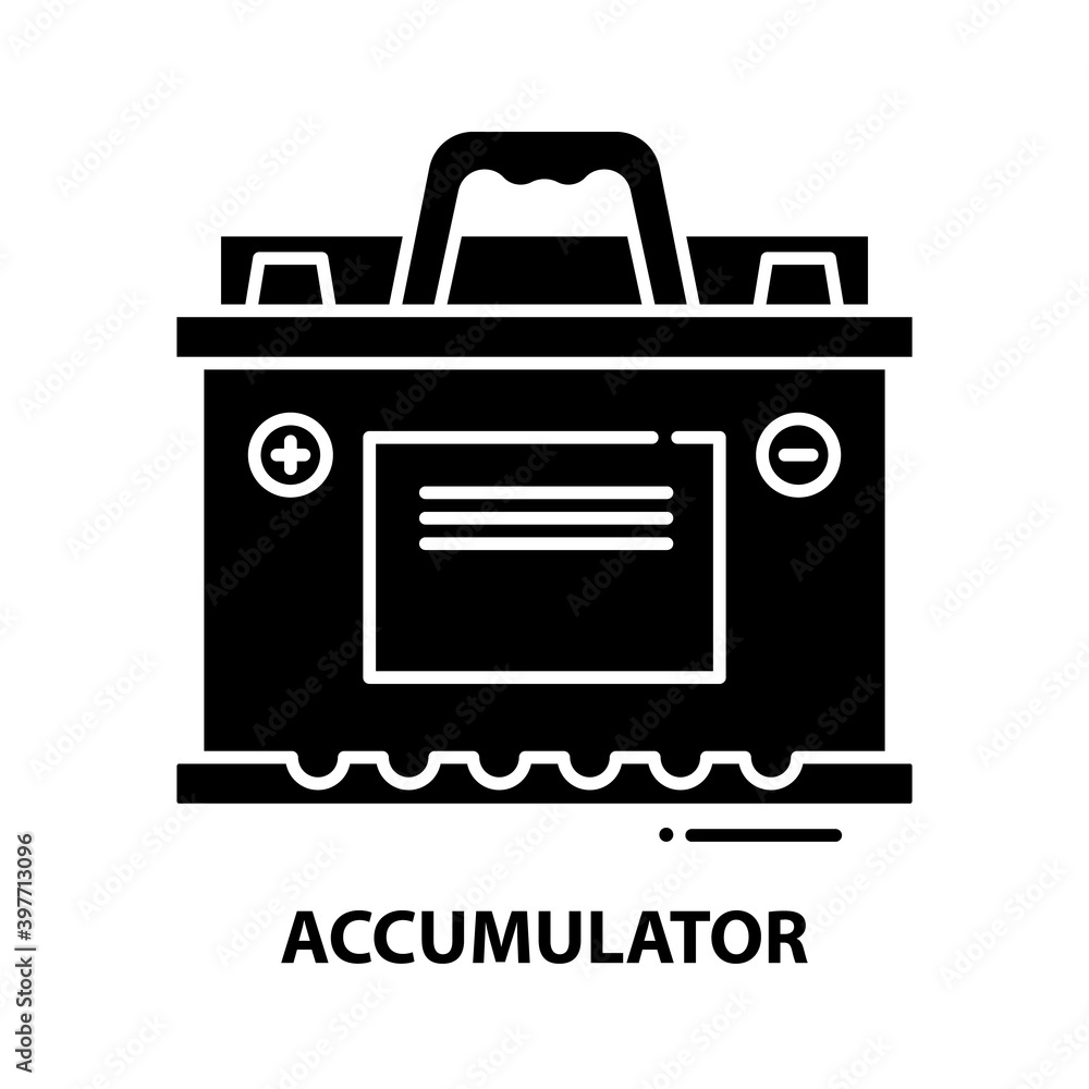 accumulator icon, black vector sign with editable strokes, concept illustration accumulator icon, black vector sign with editable strokes, concept illustration