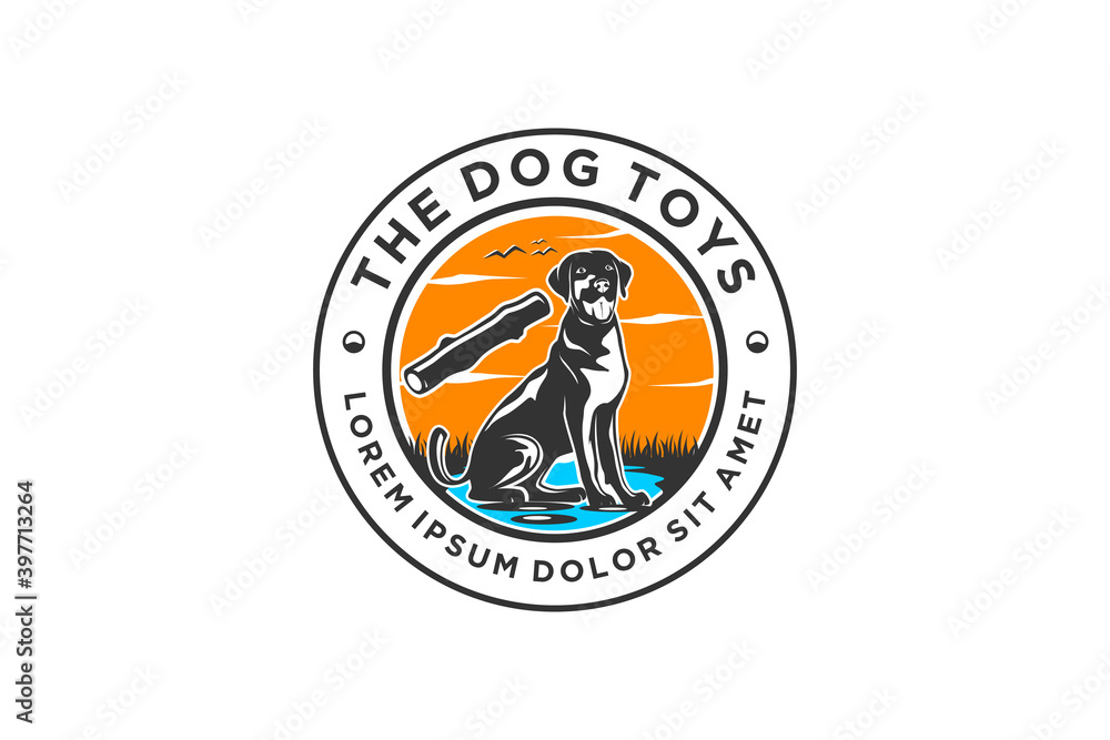 Pet shop logo dog vector labrador retriever. animal logo design, dog toy product logo.