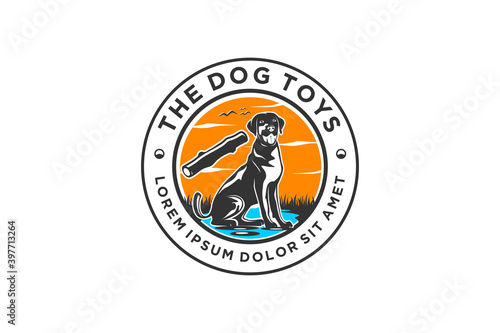 Pet shop logo dog vector labrador retriever. animal logo design, dog toy product logo.