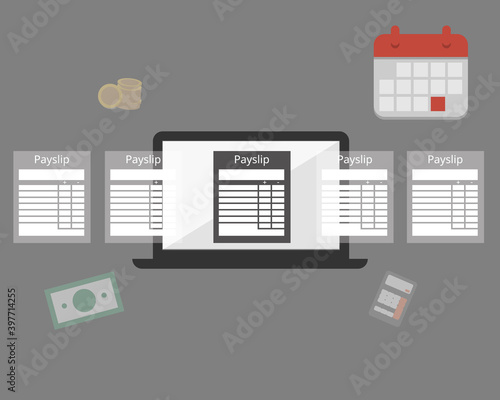 calculate payroll and create payslip at the end of the month