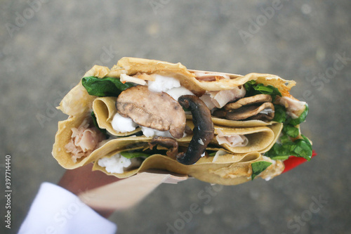 Canvas Print close up of savory crepe