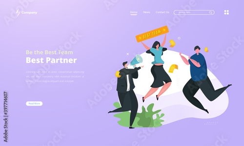 Best winning team concept, Be the best team partner illustration concept