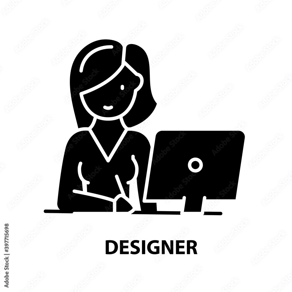 designer icon, black vector sign with editable strokes, concept illustration designer icon, black vector sign with editable strokes, concept illustration