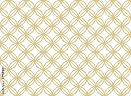 和風シームレスパターン 金色のシンプルな七宝柄