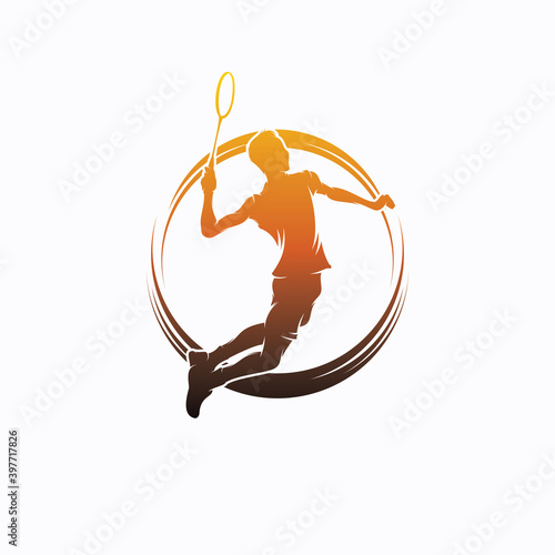 Badminton Smash Silhouette Logo Designs