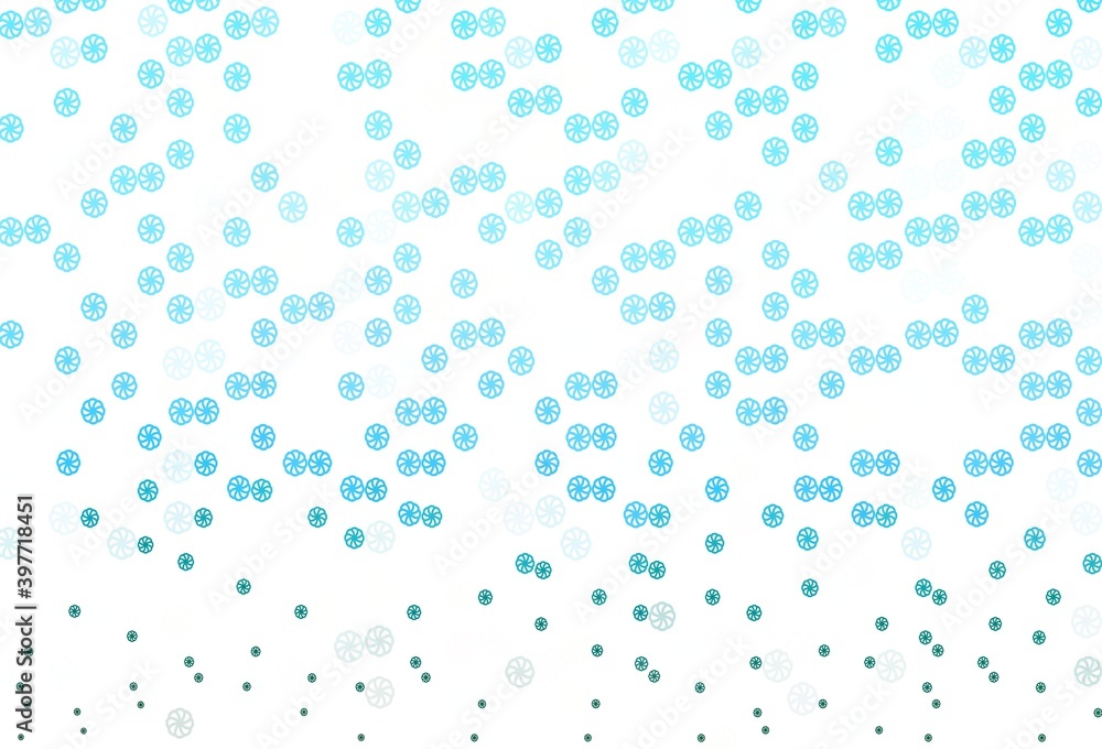 Light Blue, Green vector template with ice snowflakes.