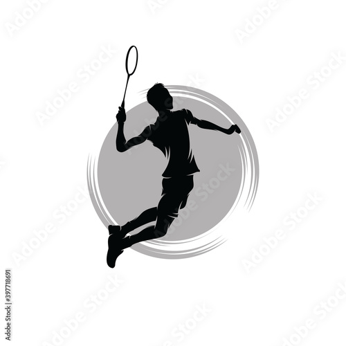 Badminton Smash Silhouette Logo Designs