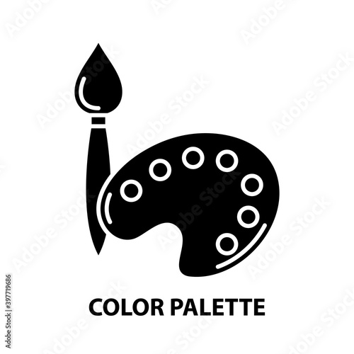 color palette icon, black vector sign with editable strokes, concept illustration