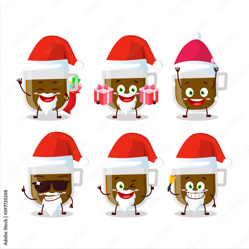 Santa Claus emoticons with cup of coffee cartoon character