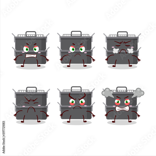 Double roaster pan cartoon character with various angry expressions