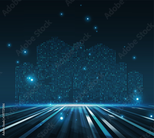 Future city skyline illustration