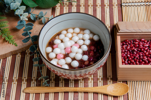 Chinese glutinous rice balls ,Chinese are eaten during (Yuanxiao) served as a dessert on a Lantern Festival , photo