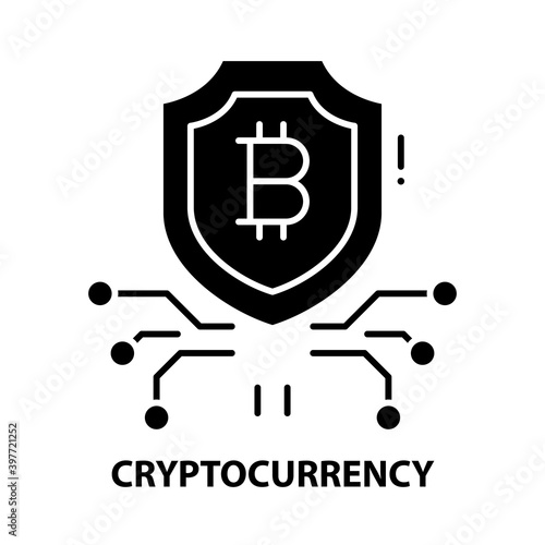 cryptocurrency icon, black vector sign with editable strokes, concept illustration