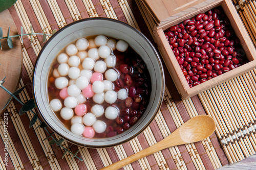 Chinese glutinous rice balls ,Chinese are eaten during (Yuanxiao) served as a dessert on a Lantern Festival ,