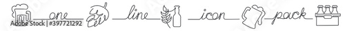 one line icon pack of beer brewery